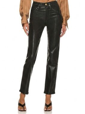 FRAME Le Sylvia slender straight coated noir; shiny, faux leather